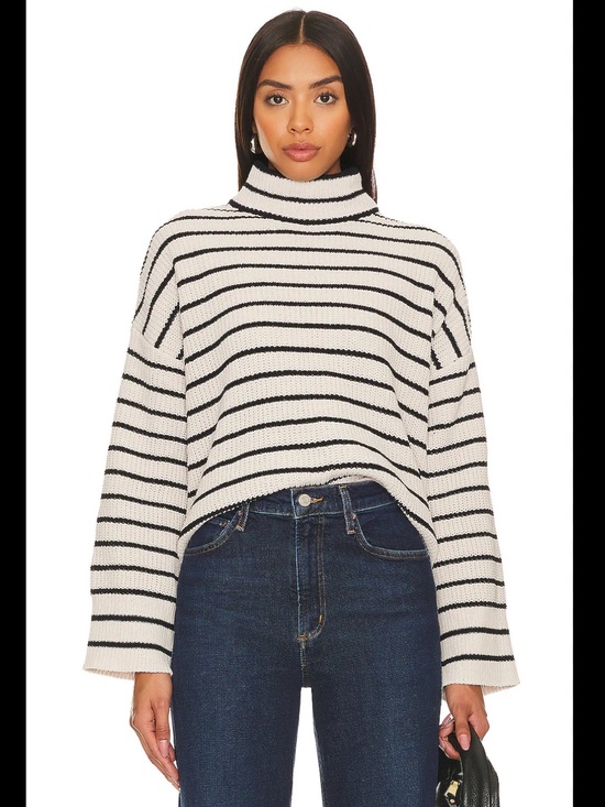 Evereve Sweaters - Sanctuary Black and White Striped Turtleneck Sweater